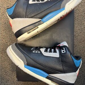 Jordan 3 Retro OG Rare Air - Kids Black Blue White Red Sneaker (Youth)